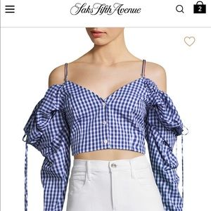 ⛔️SOLD⛔️Blue and white crop top size Large